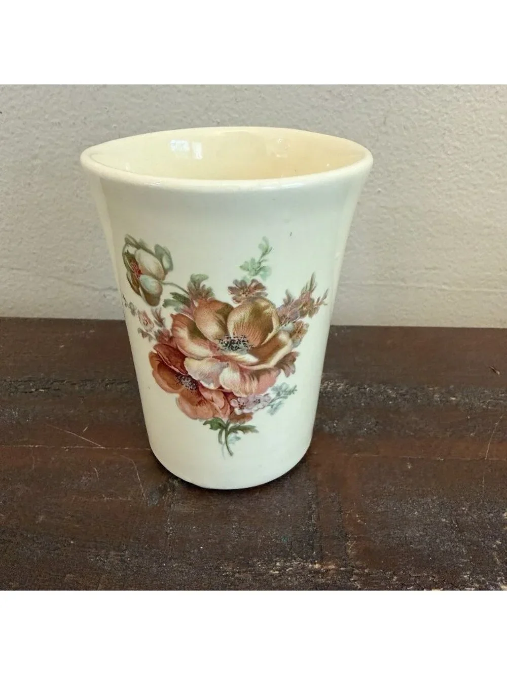 Vintage Athena California Floral Ceramic Tumbler Bathroom Cup Cottagecore Decor